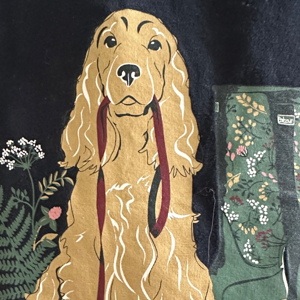 Barbour navy long sleeved Tee with Dog and Boots Design - Picture 3 of 6